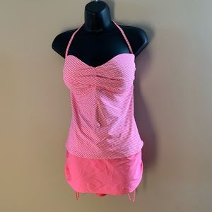 Pink tankini with underwire top